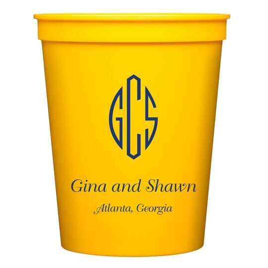 Shaped Oval Monogram with Text Stadium Cups